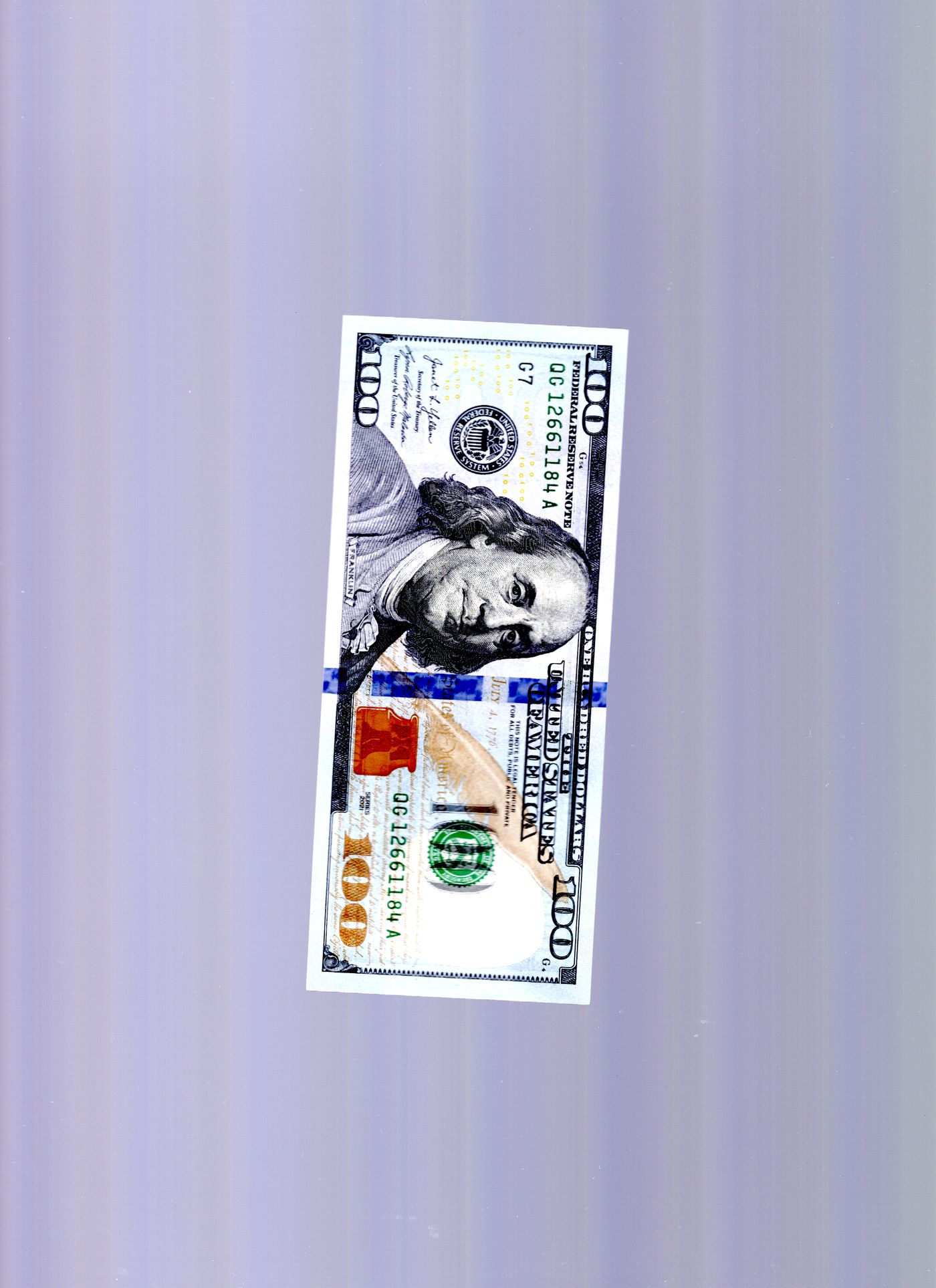 Flatbed scan of a dollar bill used in the singles
