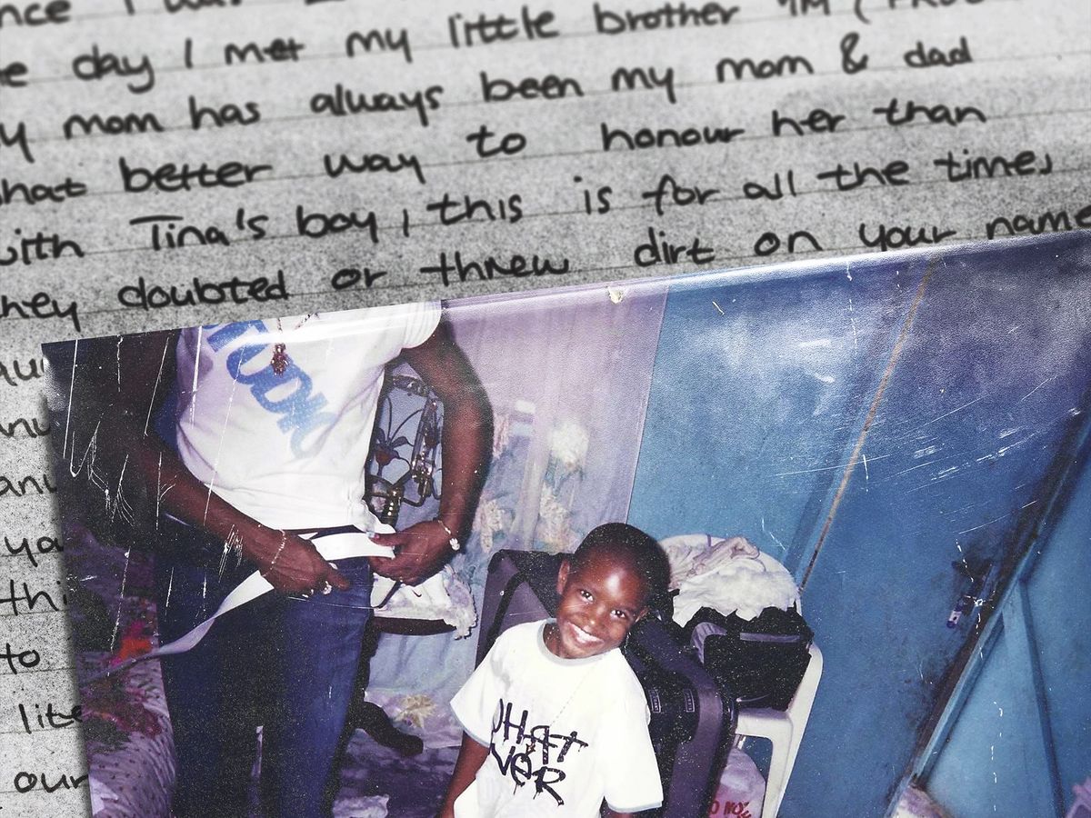 Tina's Boy — Marnz Malone artwork, handwritten letter and childhood photo