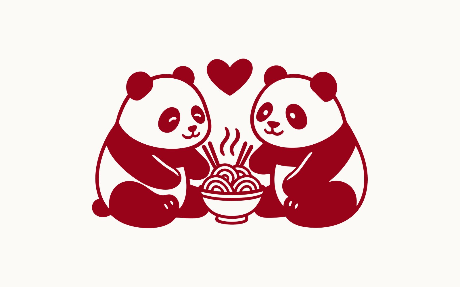 Talk Over Food — final logomark, two pandas sharing noodles